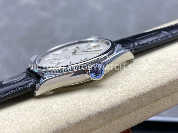 8+ Factory Rolex 1908 52509-0006 39mm White Gold Leather Strap Arabic Numerals White Dial