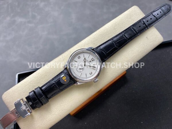8+ Factory Rolex 1908 52509-0006 39mm White Gold Leather Strap Arabic Numerals White Dial