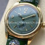 8+ Factory Rolex 1908 M52508 39mm Yellow Gold Leather Strap Arabic Numerals Green Dial