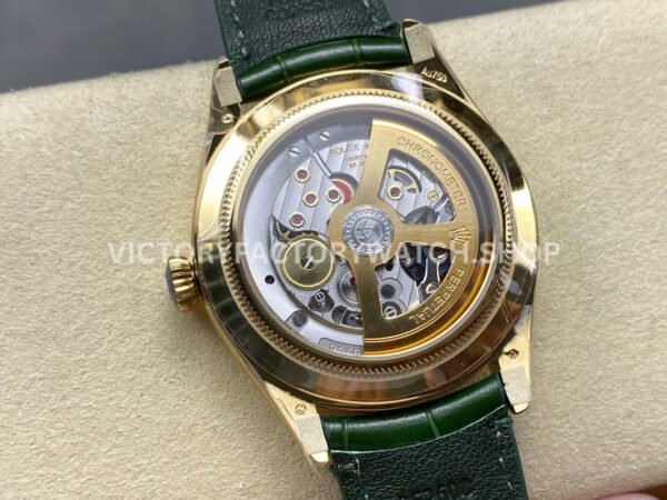 8+ Factory Rolex 1908 M52508 39mm Yellow Gold Leather Strap Arabic Numerals Green Dial