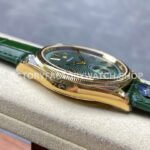 8+ Factory Rolex 1908 M52508 39mm Yellow Gold Leather Strap Arabic Numerals Green Dial