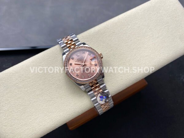 8+ Factory Counterweight Rolex Datejust 278381RBR-0024 31mm Diamond Rose Gold Bezel Half Rose Gold Diamond Pink Dial Jubilee