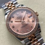 8+ Factory Counterweight Rolex Datejust 278381RBR-0024 31mm Diamond Rose Gold Bezel Half Rose Gold Diamond Pink Dial Jubilee