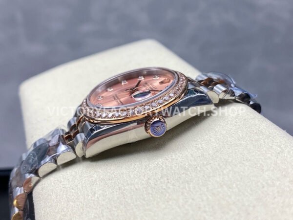 8+ Factory Counterweight Rolex Datejust 278381RBR-0024 31mm Diamond Rose Gold Bezel Half Rose Gold Diamond Pink Dial Jubilee