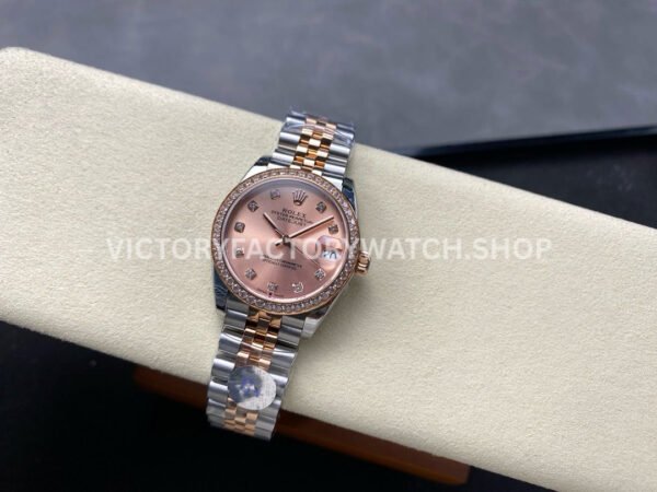 8+ Factory Counterweight Rolex Datejust 278381RBR-0024 31mm Diamond Rose Gold Bezel Half Rose Gold Diamond Pink Dial Jubilee