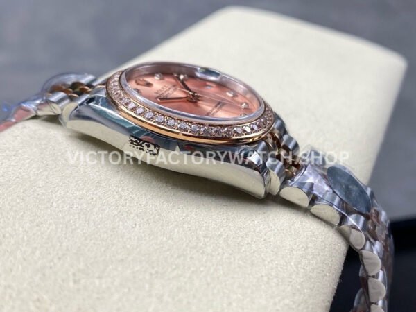 8+ Factory Counterweight Rolex Datejust 278381RBR-0024 31mm Diamond Rose Gold Bezel Half Rose Gold Diamond Pink Dial Jubilee