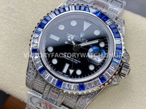 AMG Factory Rolex GMT-Master II 116769TBR-74779BR 40mm Blue Diamond Bezel Full 904L Black Dial