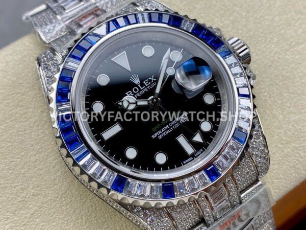 AMG Factory Rolex GMT-Master II 116769TBR-74779BR 40mm Blue Diamond Bezel Full 904L Black Dial