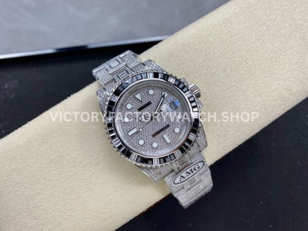 AMG Factory Rolex Submariner 116610 40mm Black White Diamond Bezel Full 904L Diamond  Diamond Dial