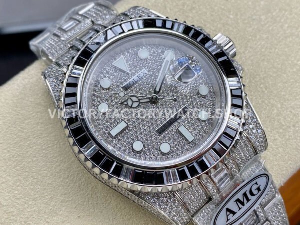AMG Factory Rolex Submariner 116610 40mm Black White Diamond Bezel Full 904L Diamond  Diamond Dial