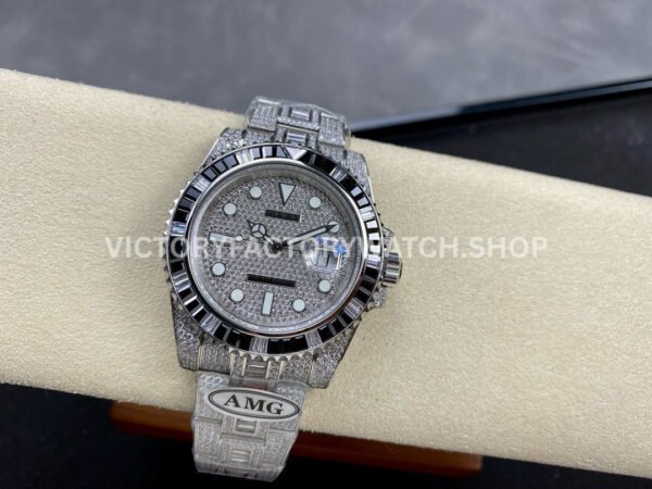 AMG Factory Rolex Submariner 116610 40mm Black White Diamond Bezel Full 904L Diamond  Diamond Dial