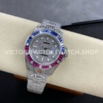 AMG Factory Rolex Submariner 116610 40mm Blue Red Diamond Bezel Full 904L Diamond Diamond Dial