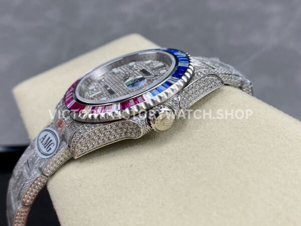 AMG Factory Rolex Submariner 116610 40mm Blue Red Diamond Bezel Full 904L Diamond Diamond Dial