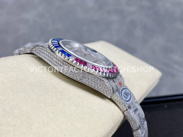 AMG Factory Rolex Submariner 116610 40mm Blue Red Diamond Bezel Full 904L Diamond Diamond Dial