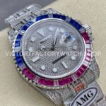 AMG Factory Rolex Submariner 116610 40mm Blue Red Diamond Bezel Full 904L Diamond Diamond Dial