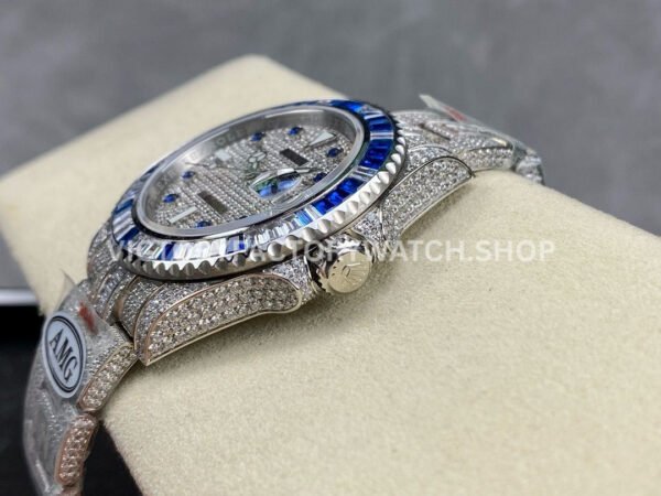 AMG Factory Rolex Submariner 116610 40mm Blue White Diamond Bezel Full 904L Diamond Blue Word Pin Diamond Dial