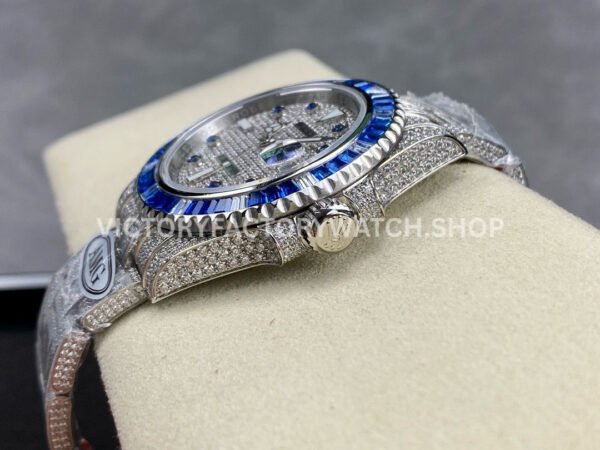 AMG Factory Rolex Submariner 116610 40mm Blue White Diamond Bezel Full 904L Diamond Blue Word Pin Diamond Dial
