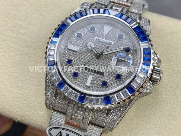 AMG Factory Rolex Submariner 116610 40mm Blue White Diamond Bezel Full 904L Diamond Blue Word Pin Diamond Dial