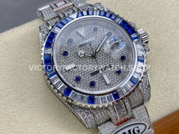 AMG Factory Rolex Submariner 116610 40mm Blue White Diamond Bezel Full 904L Diamond Blue Word Pin Diamond Dial