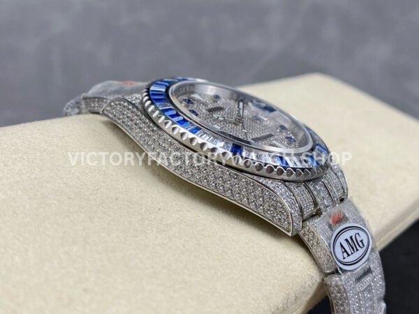 AMG Factory Rolex Submariner 116610 40mm Blue White Diamond Bezel Full 904L Diamond Blue Word Pin Diamond Dial