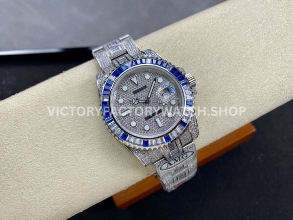 AMG Factory Rolex Submariner 116610 40mm Blue White Diamond Bezel Full 904L Diamond Diamond Dial