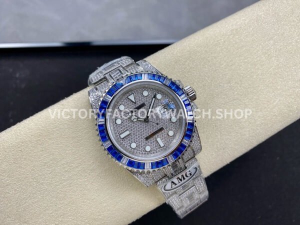 AMG Factory Rolex Submariner 116610 40mm Blue White Diamond Bezel Full 904L Diamond Diamond Dial