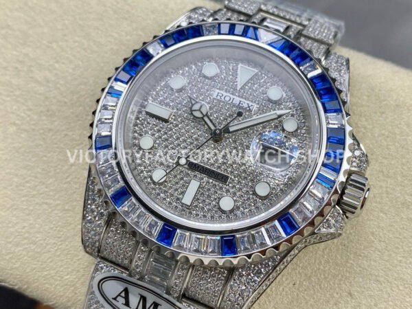 AMG Factory Rolex Submariner 116610 40mm Blue White Diamond Bezel Full 904L Diamond Diamond Dial