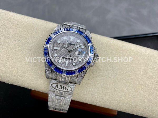 AMG Factory Rolex Submariner 116610 40mm Blue White Diamond Bezel Full 904L Diamond Diamond Dial
