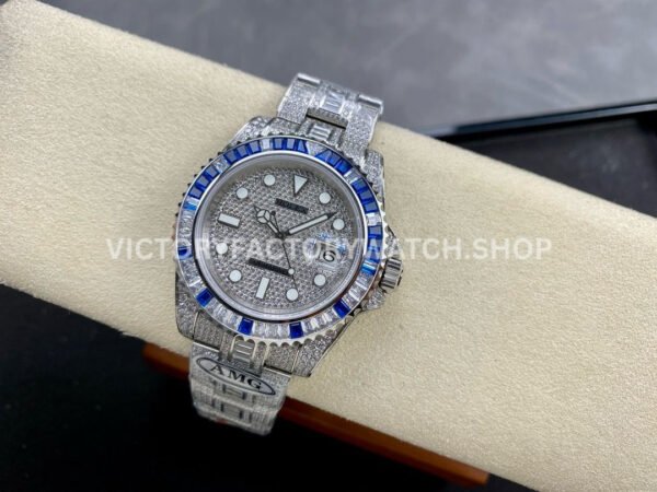 AMG Factory Rolex Submariner 116610 40mm Blue White Diamond Bezel Full 904L Diamond Diamond Dial