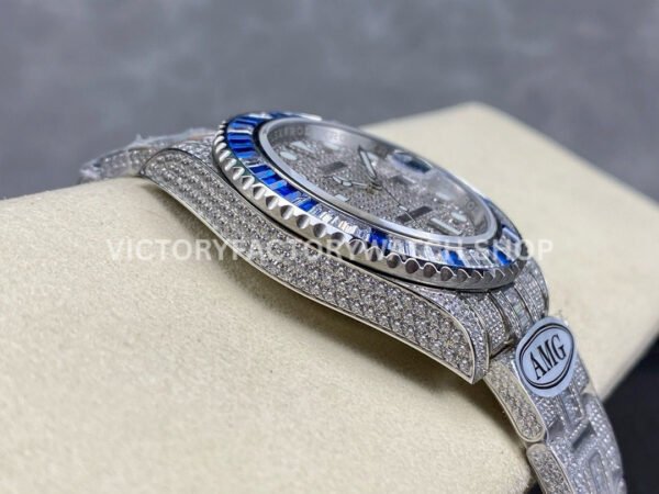 AMG Factory Rolex Submariner 116610 40mm Blue White Diamond Bezel Full 904L Diamond Diamond Dial