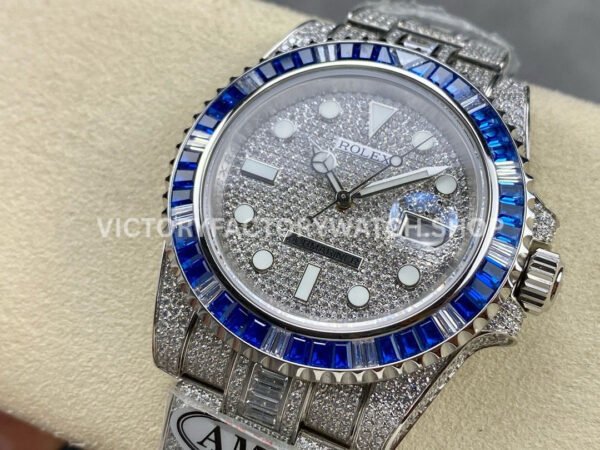 AMG Factory Rolex Submariner 116610 40mm Blue White Diamond Bezel Full 904L Diamond Diamond Dial