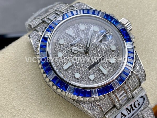 AMG Factory Rolex Submariner 116610 40mm Blue White Diamond Bezel Full 904L Diamond Diamond Dial