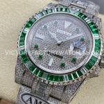 AMG Factory Rolex Submariner 116610 40mm Green White Diamond Bezel Full 904L Diamond Green Word Pin Diamond Dial