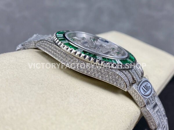 AMG Factory Rolex Submariner 116610 40mm Green White Diamond Bezel Full 904L Diamond Green Word Pin Diamond Dial