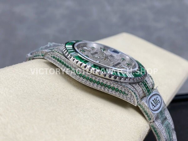 AMG Factory Rolex Submariner 116610 40mm Green White Diamond Bezel Full 904L Green Diamond Green Word Pin Diamond Dial