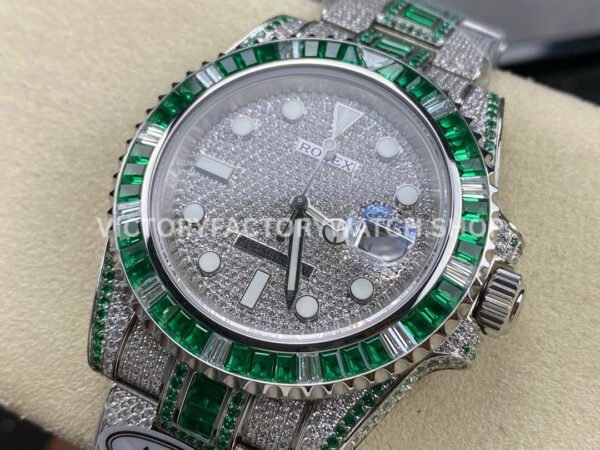 AMG Factory Rolex Submariner 116610 40mm Green White Diamond Bezel Full 904L Green Diamond, Diamond Dial