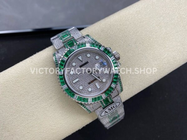 AMG Factory Rolex Submariner 116610 40mm Green White Diamond Bezel Full 904L Green Diamond, Diamond Dial