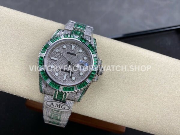 AMG Factory Rolex Submariner 116610 40mm Green White Diamond Bezel Full 904L Green Diamond, Diamond Dial