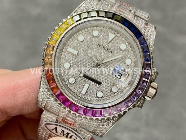 AMG Factory Rolex Submariner 116610 40mm Rainbow Diamond Bezel Full 904L Diamond Diamond Dial