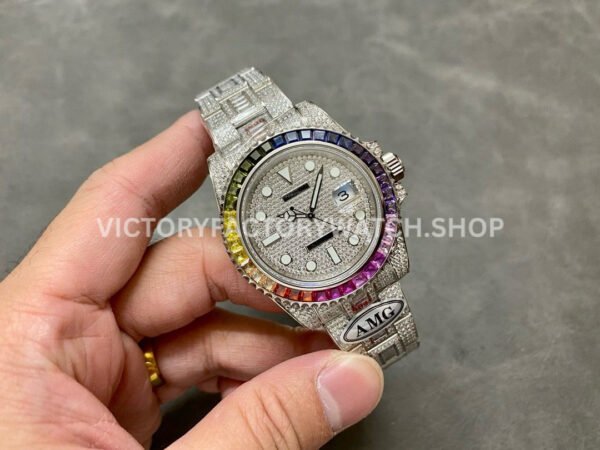 AMG Factory Rolex Submariner 116610 40mm Rainbow Diamond Bezel Full 904L Diamond Diamond Dial