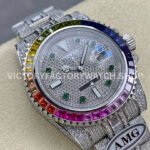 AMG Factory Rolex Submariner 116610 40mm Rainbow Diamond Bezel Full 904L Diamond Green Word Pin Diamond Dial