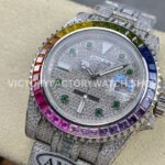 AMG Factory Rolex Submariner 116610 40mm Rainbow Diamond Bezel Full 904L Diamond Green Word Pin Diamond Dial
