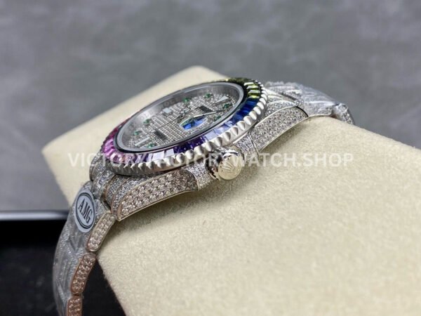 AMG Factory Rolex Submariner 116610 40mm Rainbow Diamond Bezel Full 904L Diamond Green Word Pin Diamond Dial