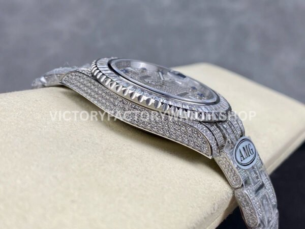 AMG Factory Rolex Submariner 116610 40mm White Diamond Bezel Full 904L Diamond Blue Word Pin Diamond Dial
