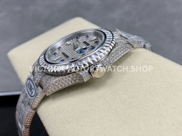 AMG Factory Rolex Submariner 116610 40mm White Diamond Bezel Full 904L Diamond Blue Word Pin Diamond Dial