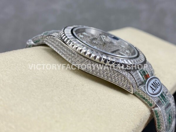 AMG Factory Rolex Submariner 116610 40mm White Diamond Bezel Full 904L Green Diamond Diamond Dial