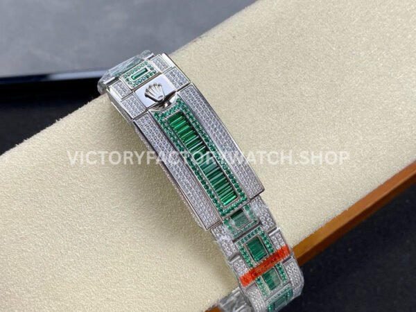 AMG Factory Rolex Submariner 116610 40mm White Diamond Bezel Full 904L Green Diamond Diamond Dial