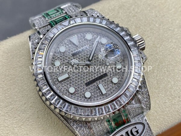 AMG Factory Rolex Submariner 116610 40mm White Diamond Bezel Full 904L Green Diamond Diamond Dial