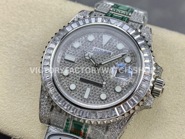 AMG Factory Rolex Submariner 116610 40mm White Diamond Bezel Full 904L Green Diamond Diamond Dial
