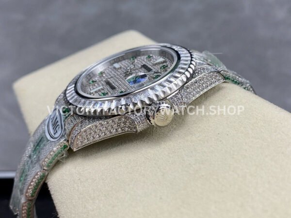 AMG Factory Rolex Submariner 116610 40mm White Diamond Bezel Full 904L Green Diamond Green Word Pin Diamond Dial